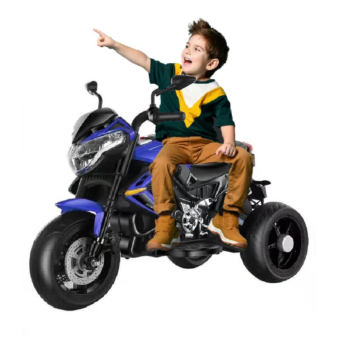 Megastar RIDE ON 12 v Xblade Trike electric Motorbike for Kids -Blue