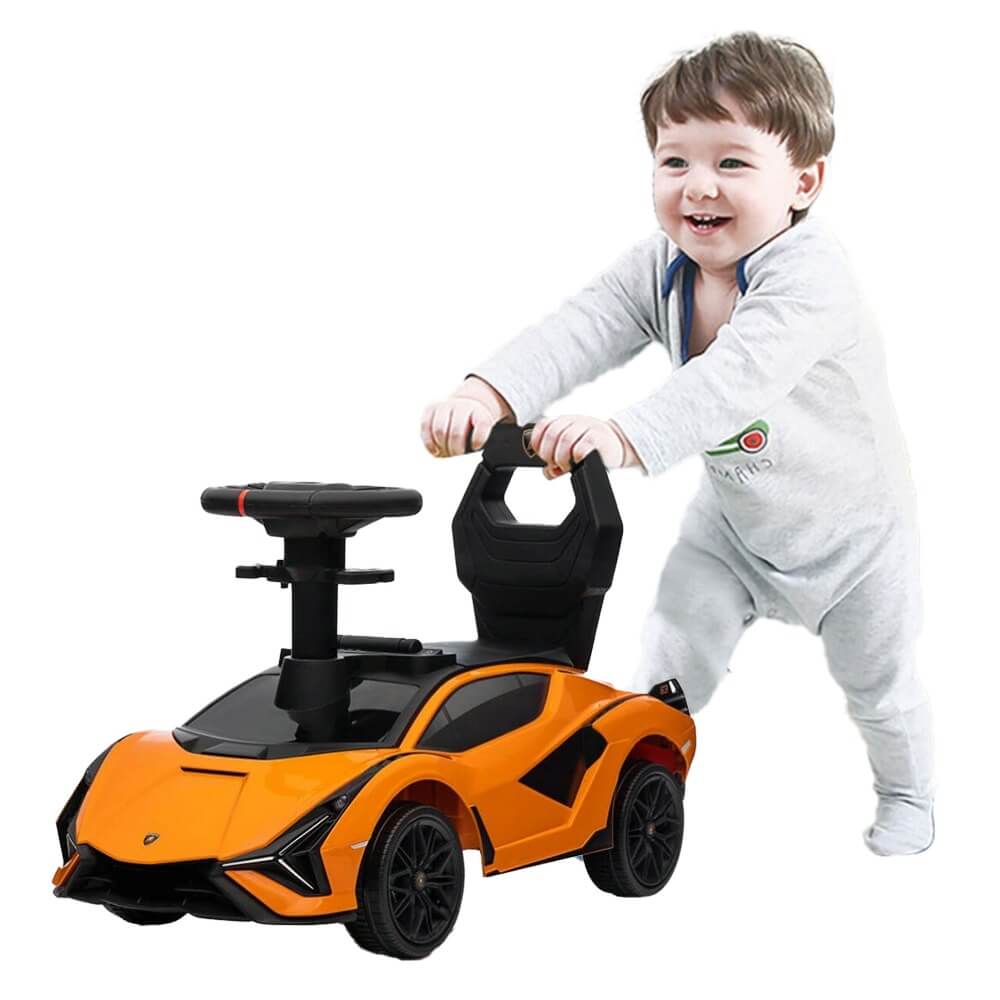 Megastar Licensed Lamborghini SIAN FKP 37 Kids Ride on Push Car, Ride Racer, Foot-to-Floor Sliding Car with Music, Headlights, Under Seat Storage, for 18-48 Months-orange
