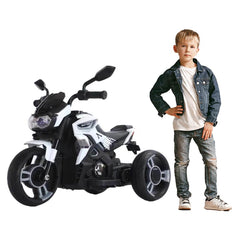 Megastar Ride on 12 v Unicorn Ninja three wheels motortrike-white