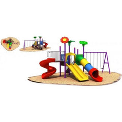 Megastar Outdoor Playset Garden Dual And Single Slides And Swings- 740 x 570 x 390 cms