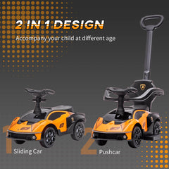 Ride on 2-IN-1 Licensed Lamborghini Signature Push-orange