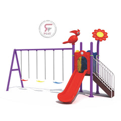 Shade and Slide Triple Swinging Metal Playset