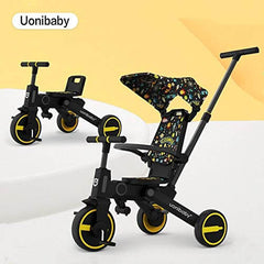 Megastar 7 in 1 Foldable & Reversible Tricycle Stroller for Toddler-yellow