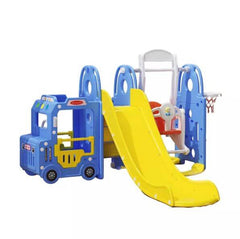 Megastar 5-in-1 Kids Slide & Swing Set Bus Playhouse | Blue