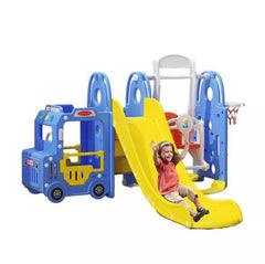 Megastar 5-in-1 Kids Slide & Swing Set Bus Playhouse | Blue