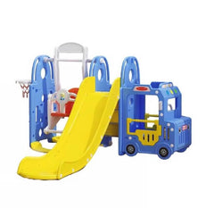 Megastar 5-in-1 Kids Slide & Swing Set Bus Playhouse | Blue