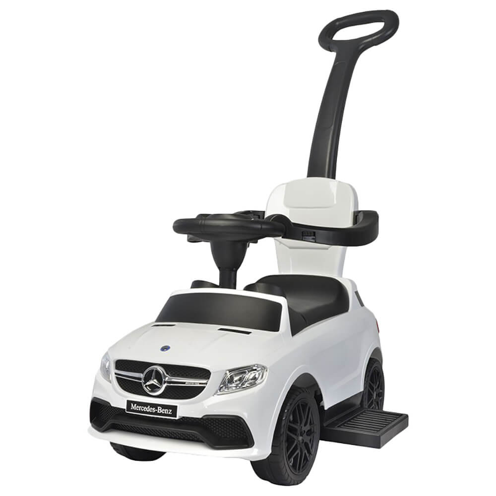 White Megastar Ride on Licensed Mercedes Coupe Car With Handle