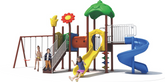 Palm Flower Twin Slide & Triple Climber Swing Metal Playset