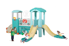 Sky Blue Multislider Rock climber Tunnel Playground