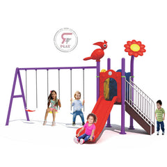 Shade and Slide Triple Swinging Metal Playset