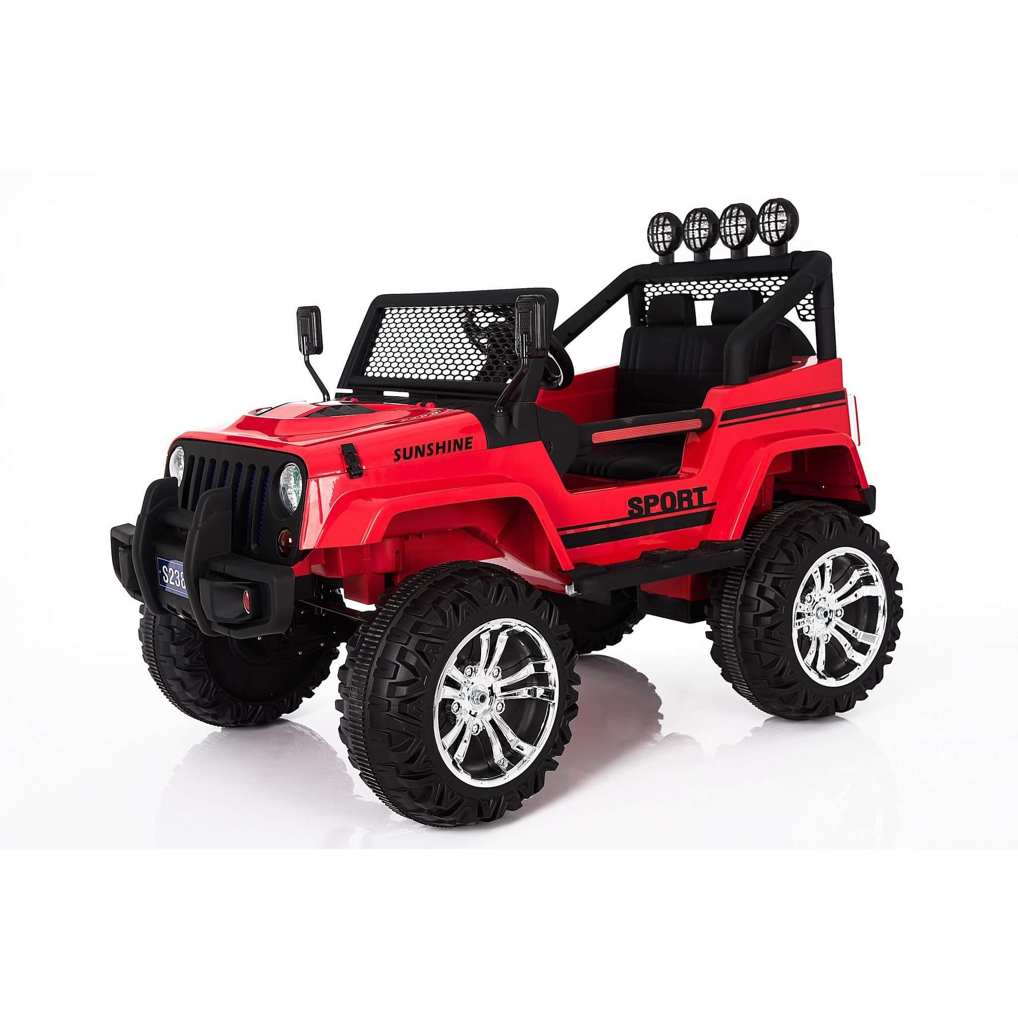 Red Ride on SUV Wrangler Style 2-Seats Jeep For kids 12V Side View