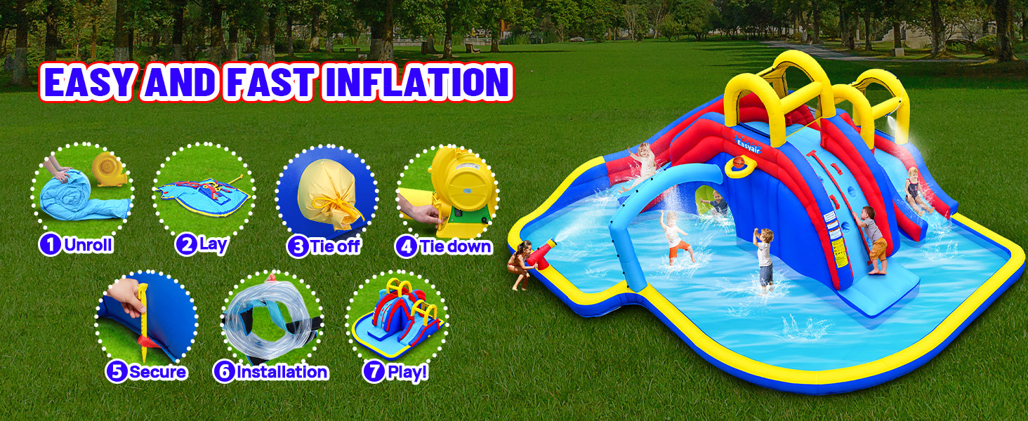 Easy and Fast Installation of the Megastar Inflatable Water Slide Bounce House