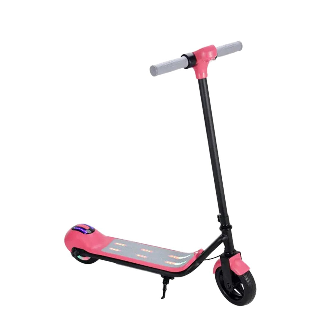 kids electric foldable scooter with led lights - pink