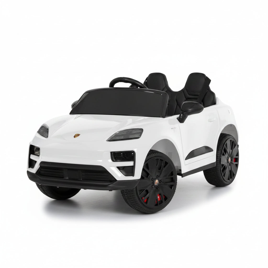 White toy car with black interior