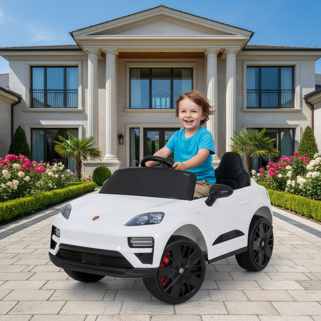 Kids Ride on White toy car with black interior