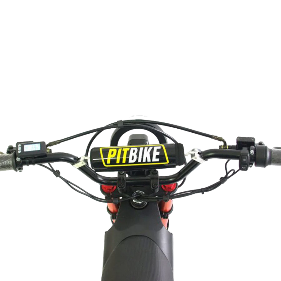 Close-up of a pit bike handlebar 