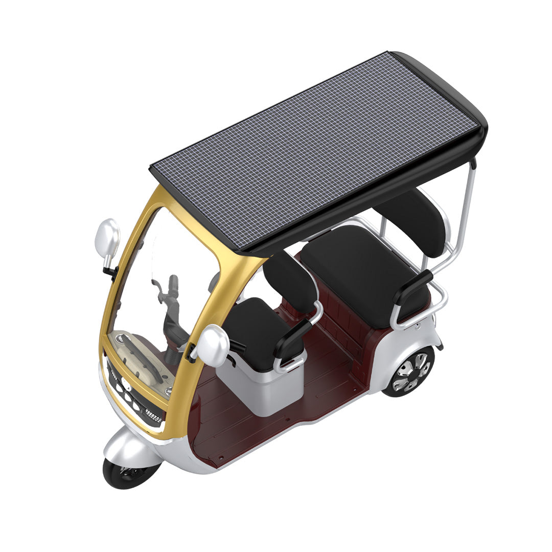 Megawheels Solar Commander Adult Electric Bike 3 Wheels Electric Scooter, Tricycle With Roof for Passengers