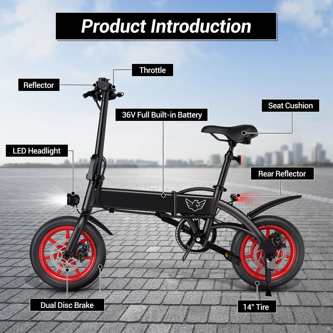 Megawheels Windstorm Carbon Alloy Foldable Ebike 36 V