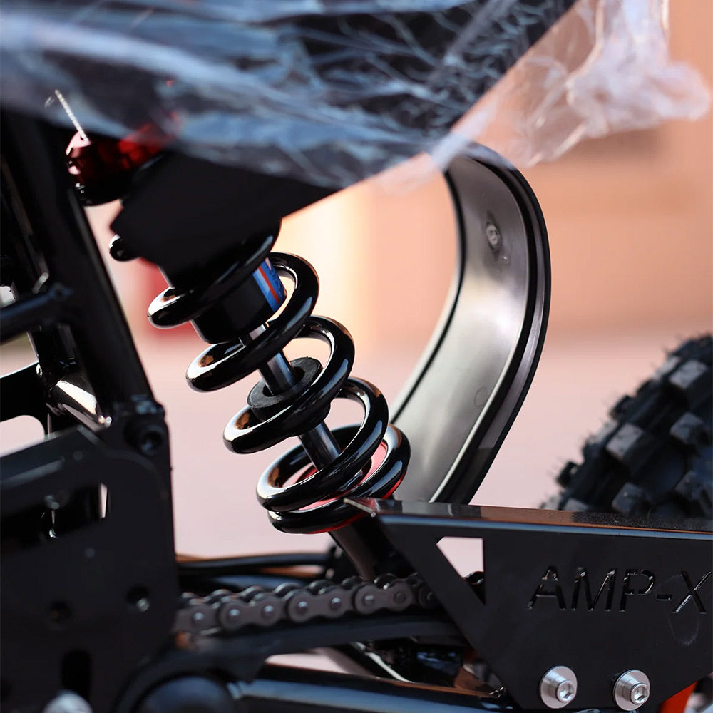 Close-up of a motorcycle suspension system