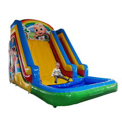 Colorful Cocomelon Cartoon Theme Inflatable Slide with Pool for Kids