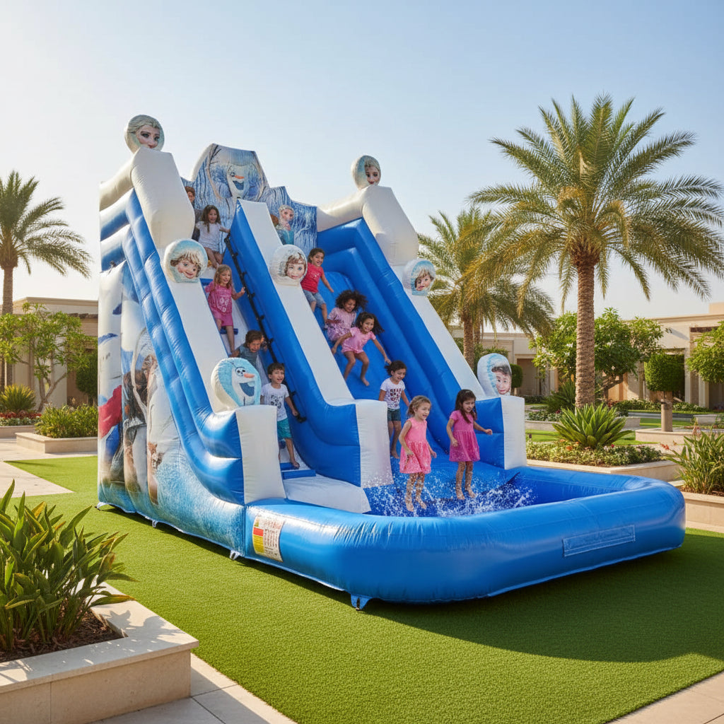 Inflatable slide with Frozen characters
