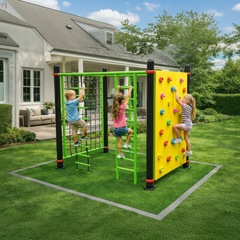 Children playing on a colourful playground