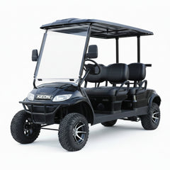 Black KEON Lifted golf cart with four seats