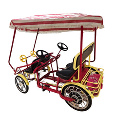 Electric Surrey 48V Quadracycle Tandem bike for 4 persons With Canopy