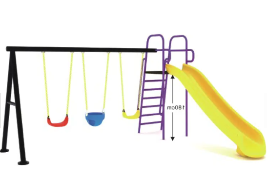 Megastar Sunnyside Backyard Triple Swing & Slide Metal Playset -390*420*280 CM 