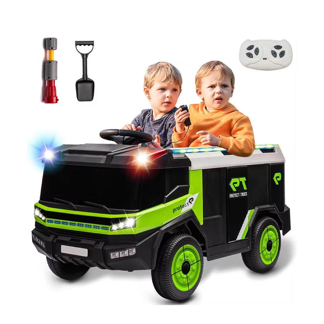 Megastar Ride on Car Fire Fighting Engineer Truck 12V Rc Electric Toys Car With Water Tank Gun Kids