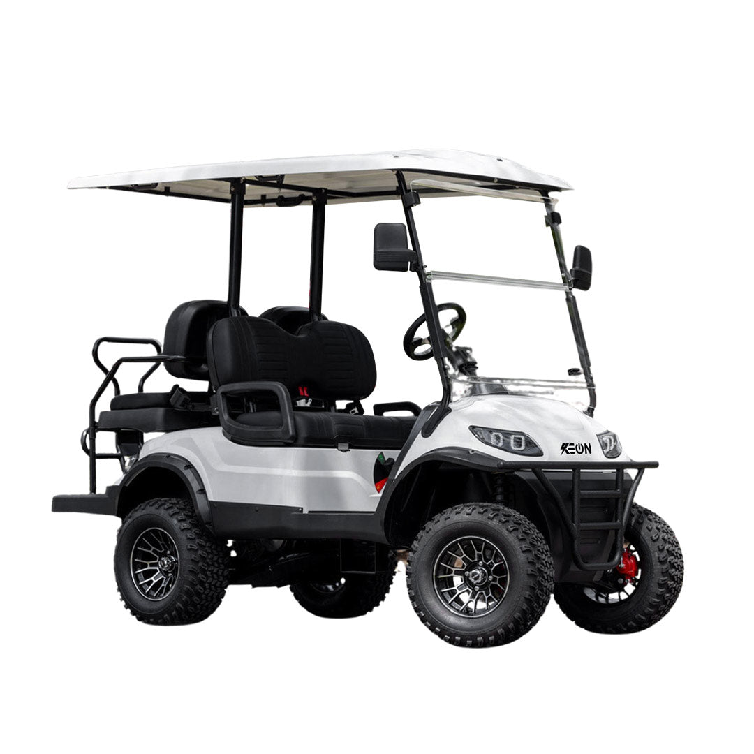 White premium 
 golf cart with black seats