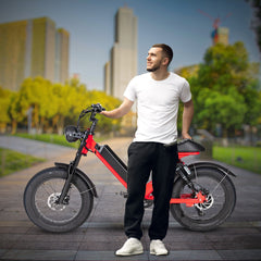 Electric Fat tyre Bike 48 v  with lights pedal and removable battery- Red 