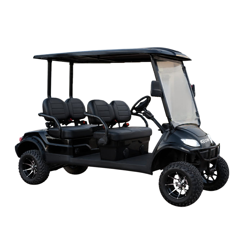 Black Keon golf cart with four seats