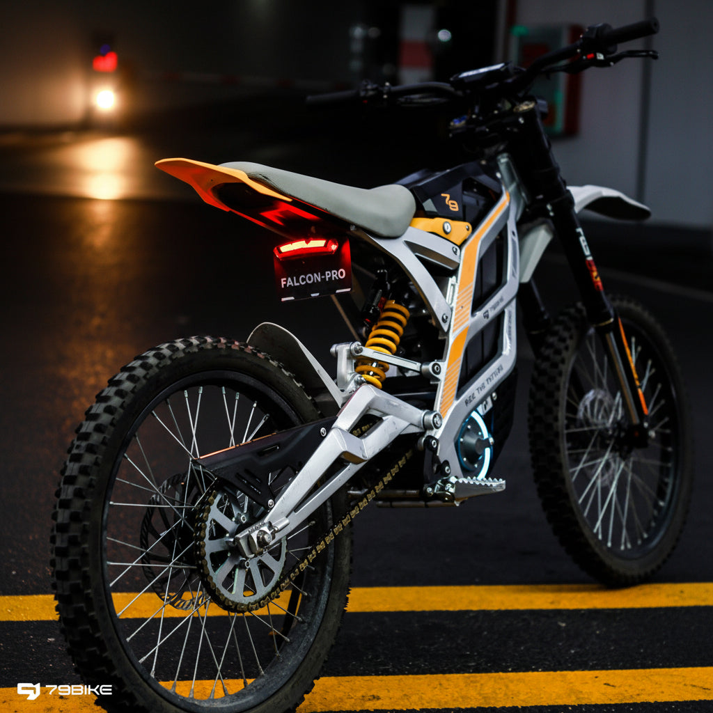 Motorcycle on a road at night