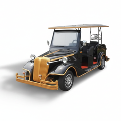 Vintage-style electric ecar with a black and gold design