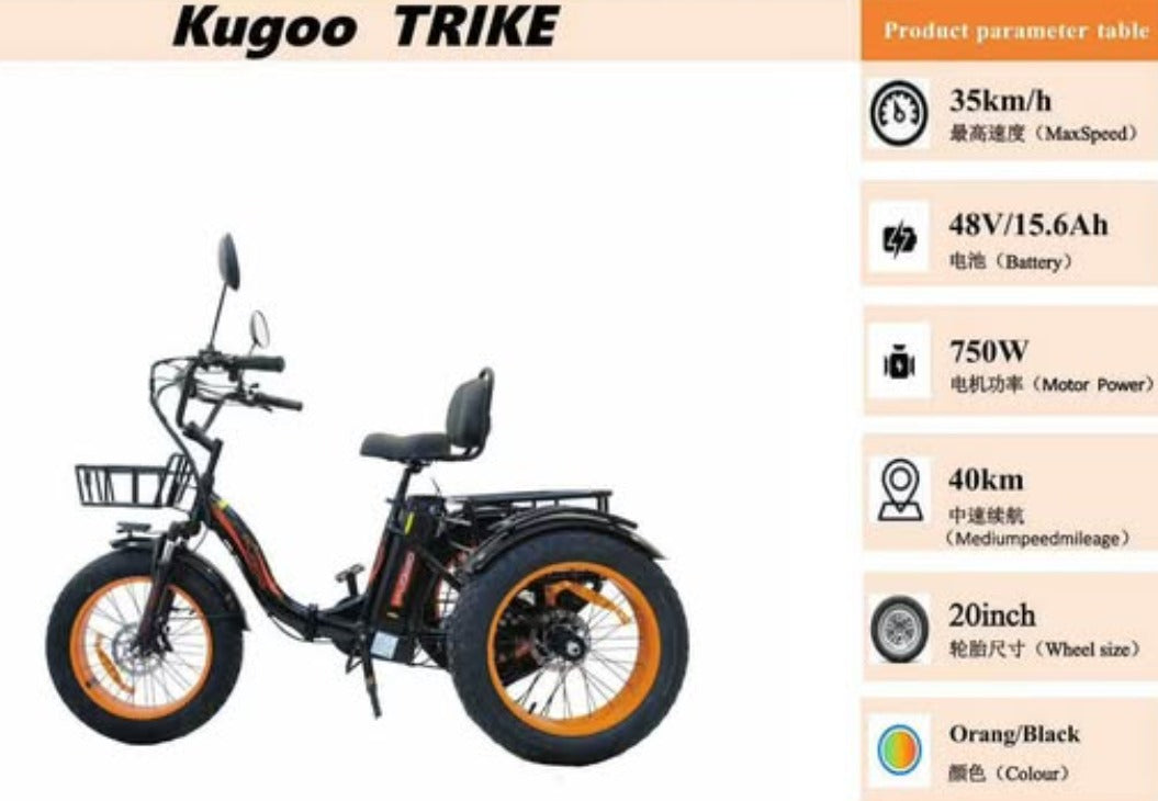 Kugoo TRIKE electric tricycle Scooter with specifications