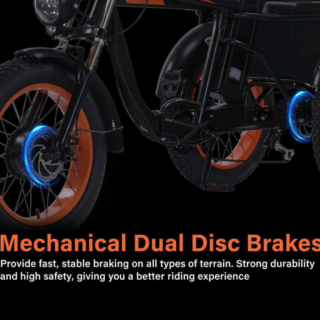 electric fat tricycle with mechanical dual disc brakes