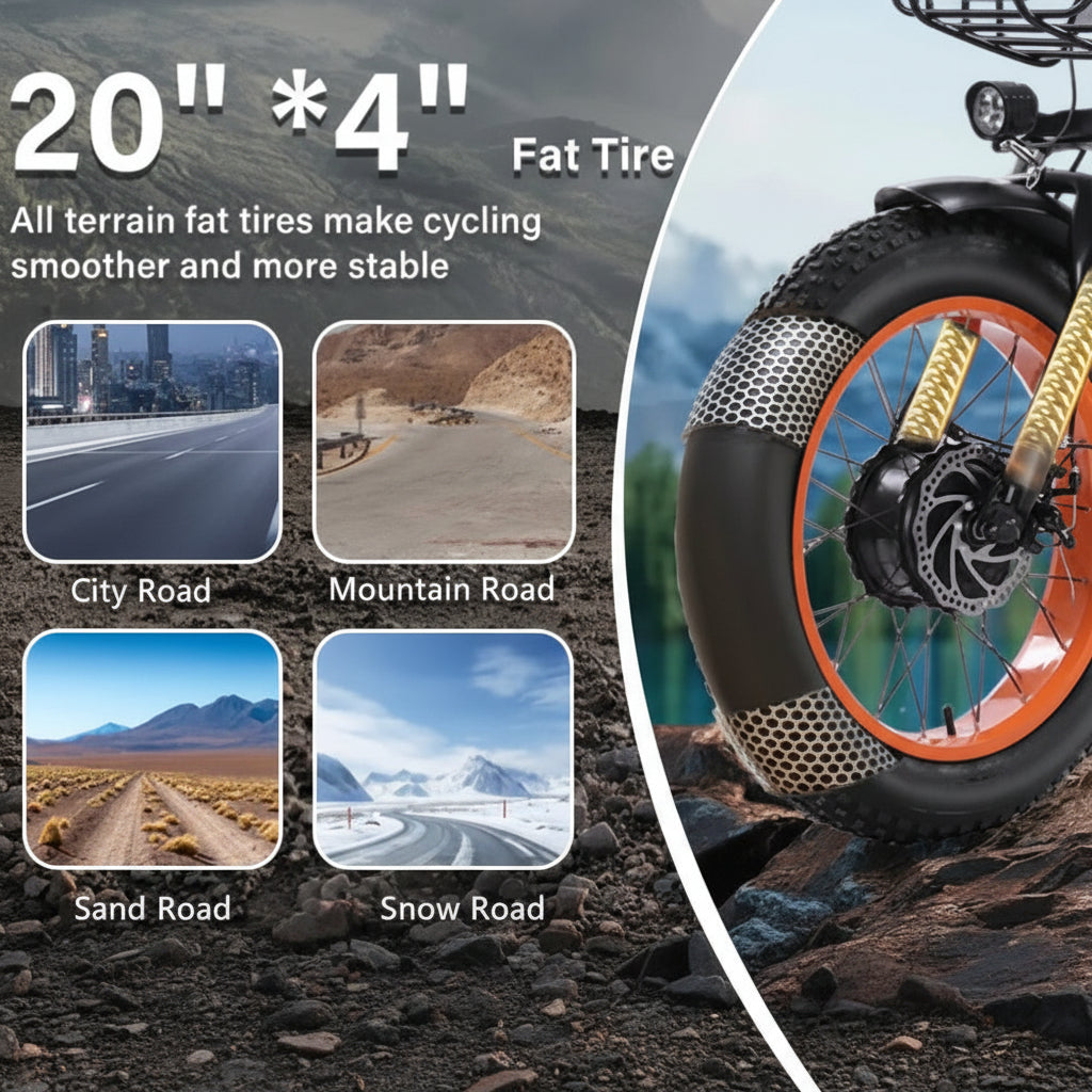 A fat tyre bike with tyre size and versatility on different terrains.
