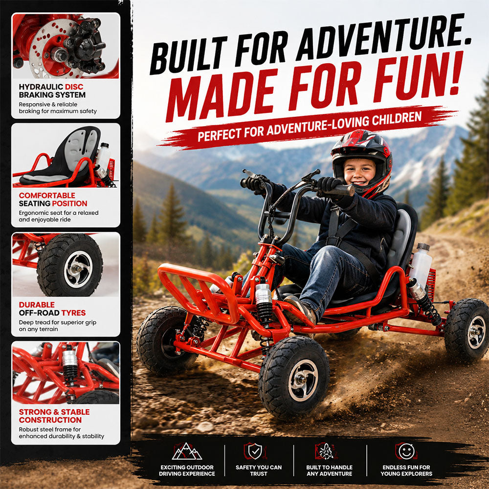 Megawheels Reaper Fuel  49 CC Go Kart for Kids Off Road Buggy 2 Stroke Engine speed 50 kmph