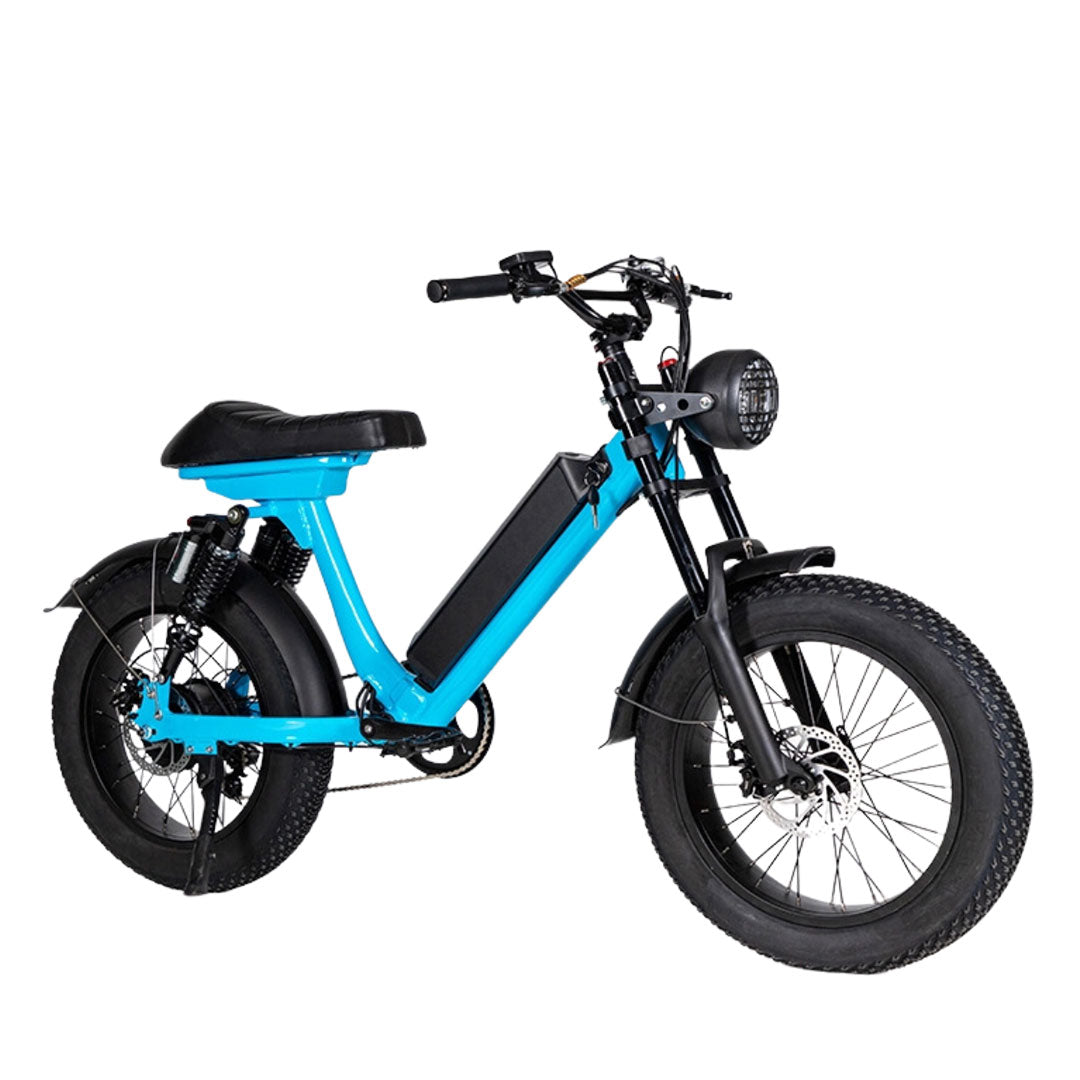 Electric Fat tyre Bike 48 v  with lights pedal and removable battery- Blue