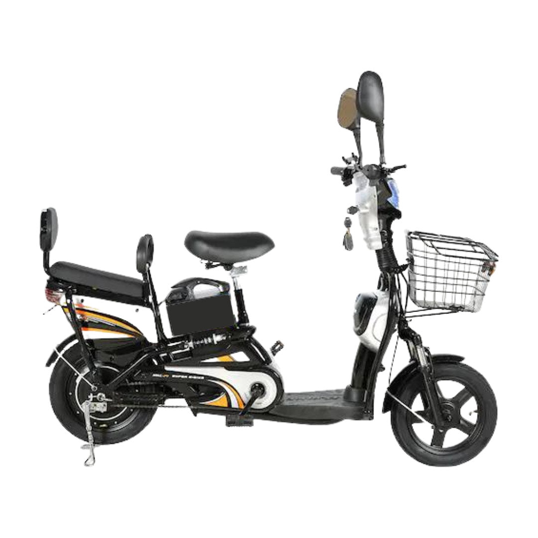 Megawheels Electrical Bike With Grocery Basket With Strong Battery Tyre Size 14 Black