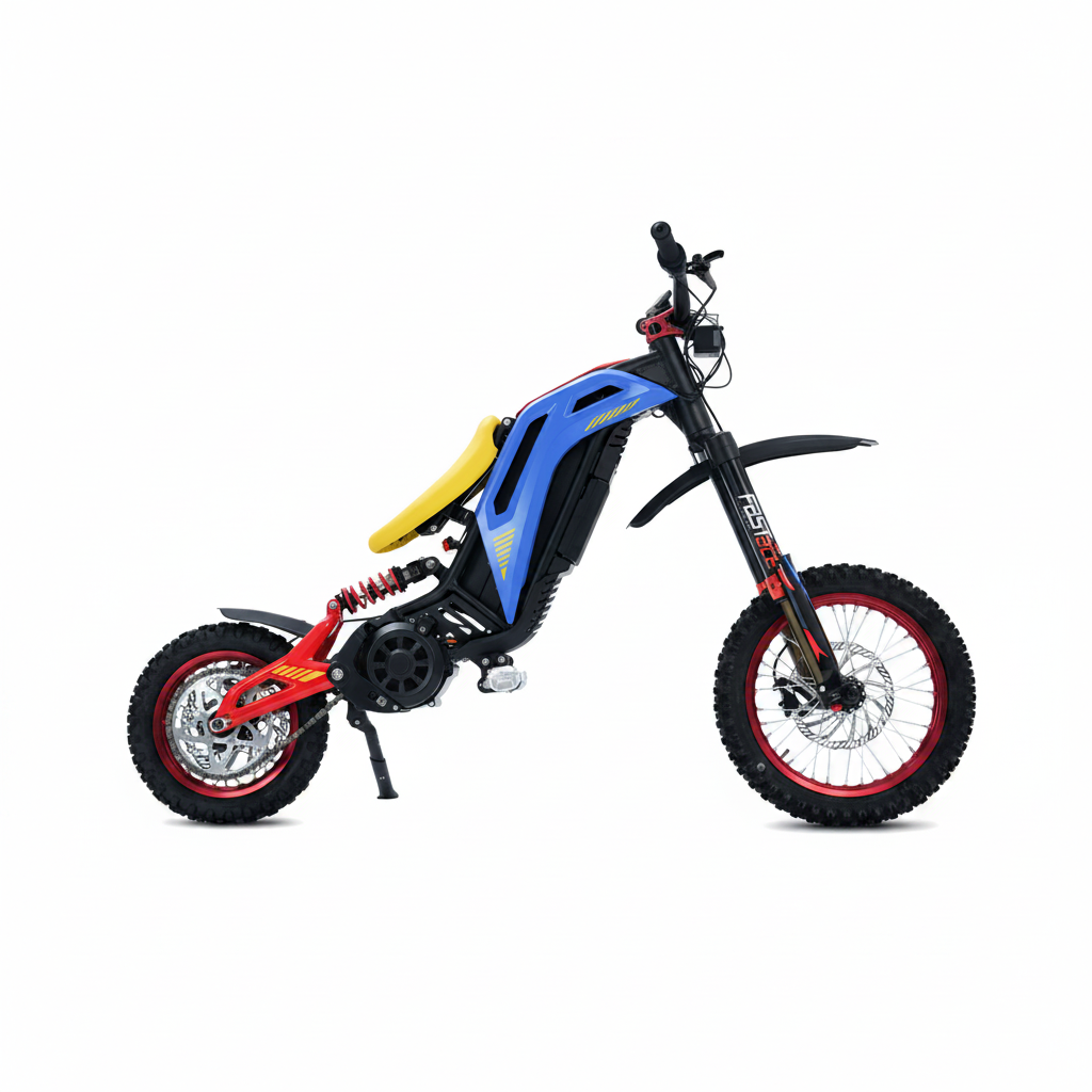 Viper S Electric off-road cross bike with a blue frame and red accents