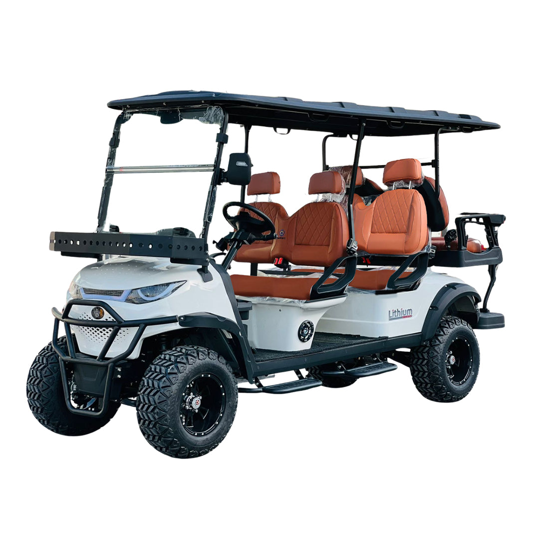 Green Rider Lifted Electric Golf Cart 4+2 Seater and Lithium Battery With Megawheels