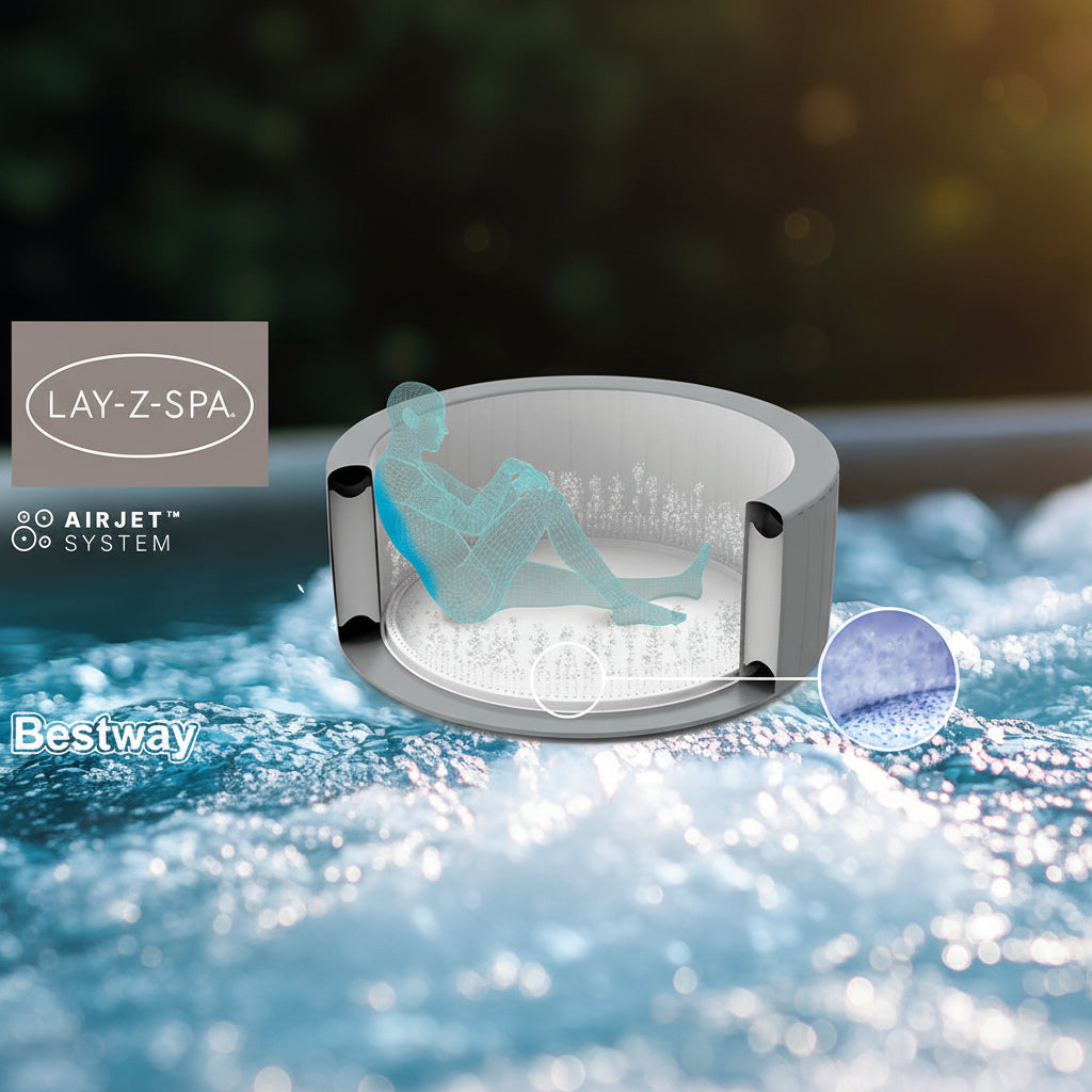 Hot tub filter with 'Lay-Z-Spa' branding and airjet system feature