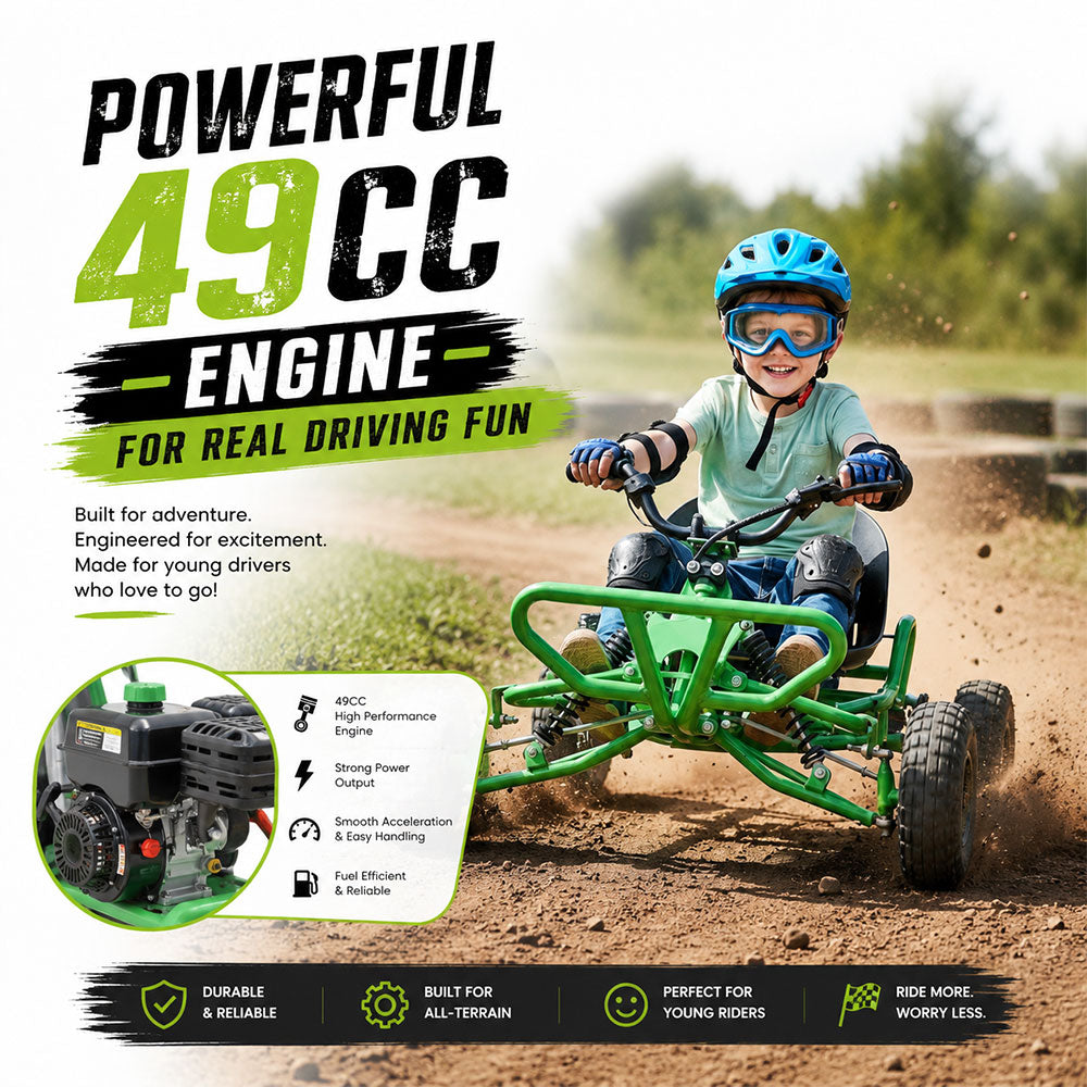 Megawheels Reaper Fuel  49 CC Go Kart for Kids Off Road Buggy 2 Stroke Engine speed 50 kmph