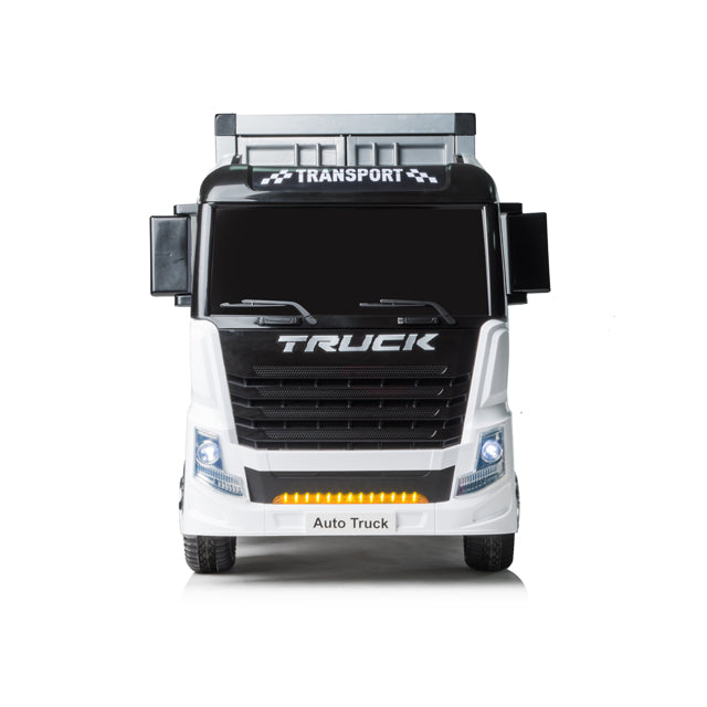 A front-facing white Electric toy truck with Parent Control