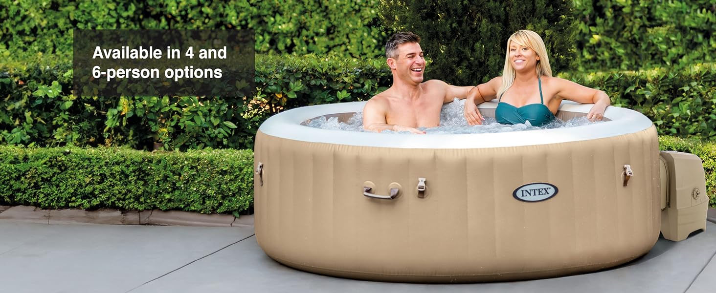INTEX PureSpa 4 Person Bubble Massage Inflatable Hot Tub Spa Bundled and Adjustable Headrest