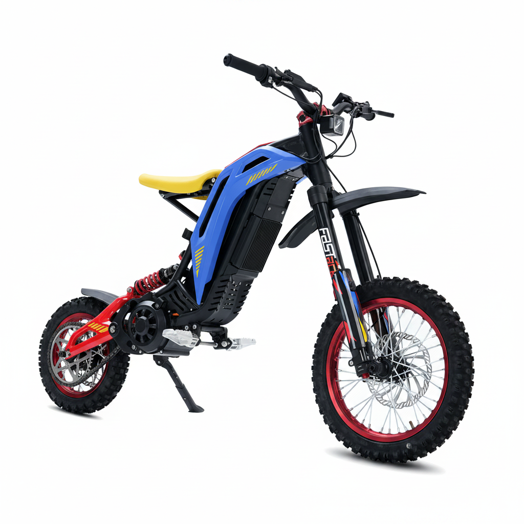 Viper S Electric high speed dirt Bike with blue frame and red wheels
