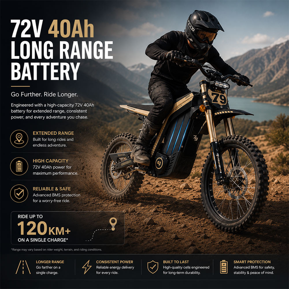 Lynx Electric Dirt Bike High Performance 72V Off Road E Bike Dubai 12KW Peak Power
