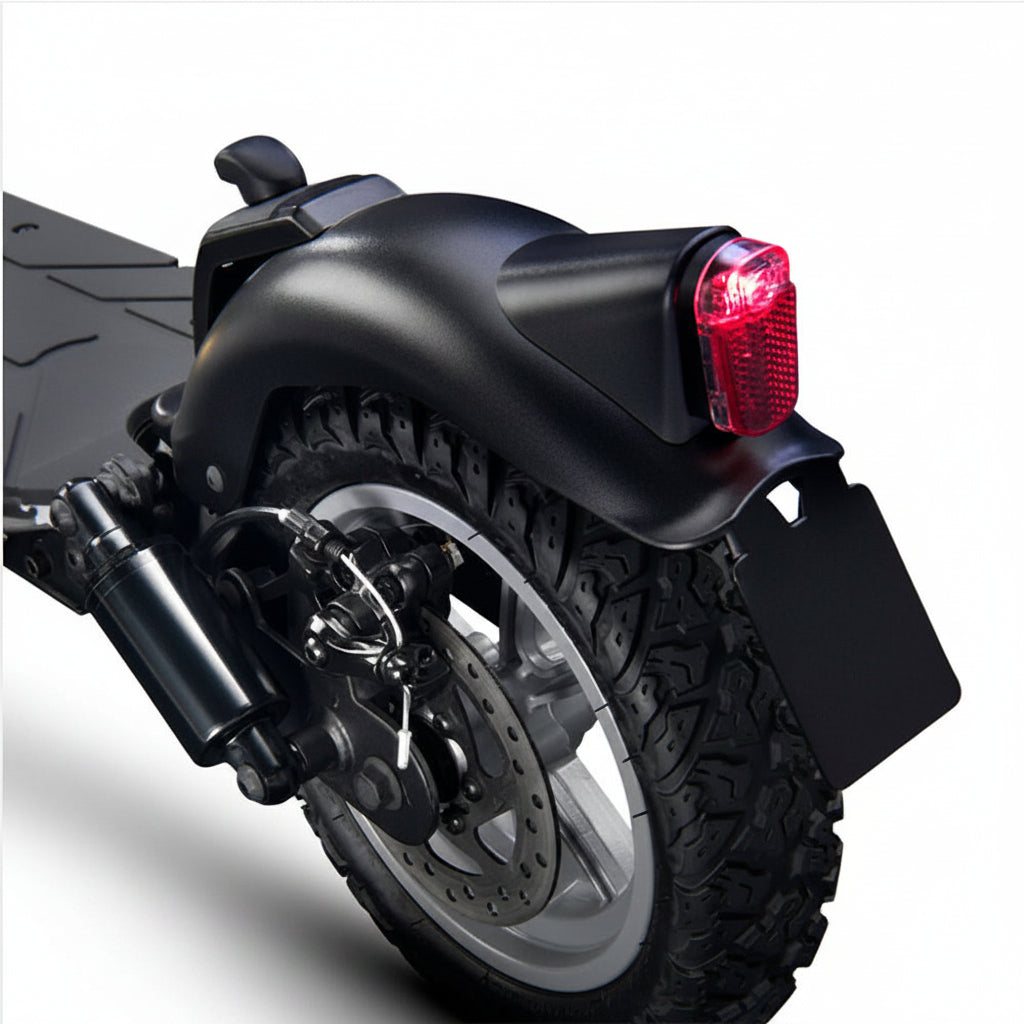 Rear view of Jeep 2XE Urban Camou electric scooter with turn signals